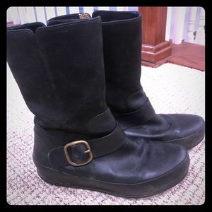 FitFlop Black Soft Leather Boots